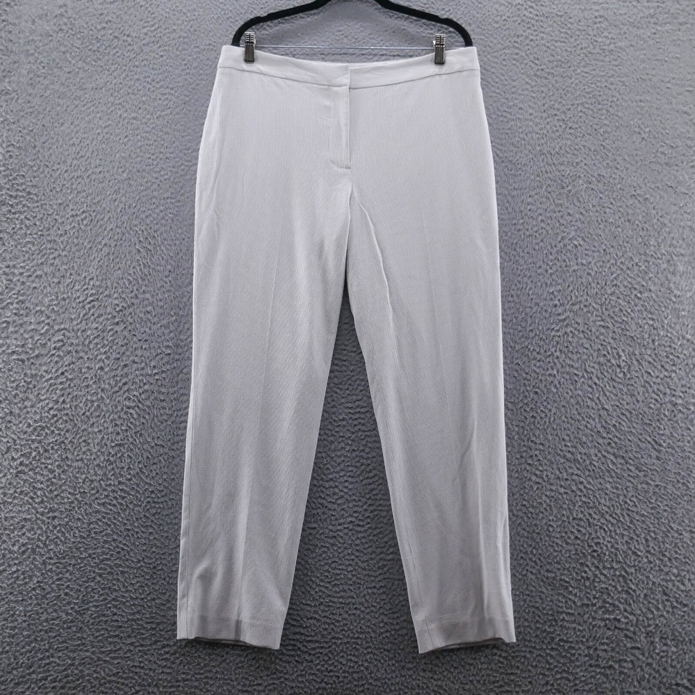 Talbots Womens Light Gray White Micro Striped Tapered Dress Pants Size 12